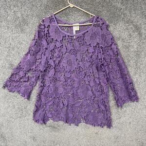 Forgotten Grace Tunic Blouse 1X Plus Floral Lace Romantic Feminine Cottagecore